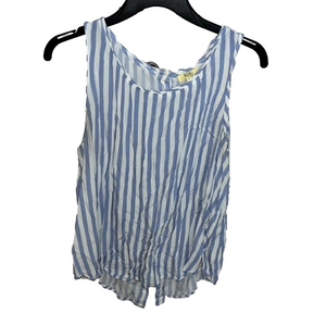 kori america blue and white striped tank top with button down backside